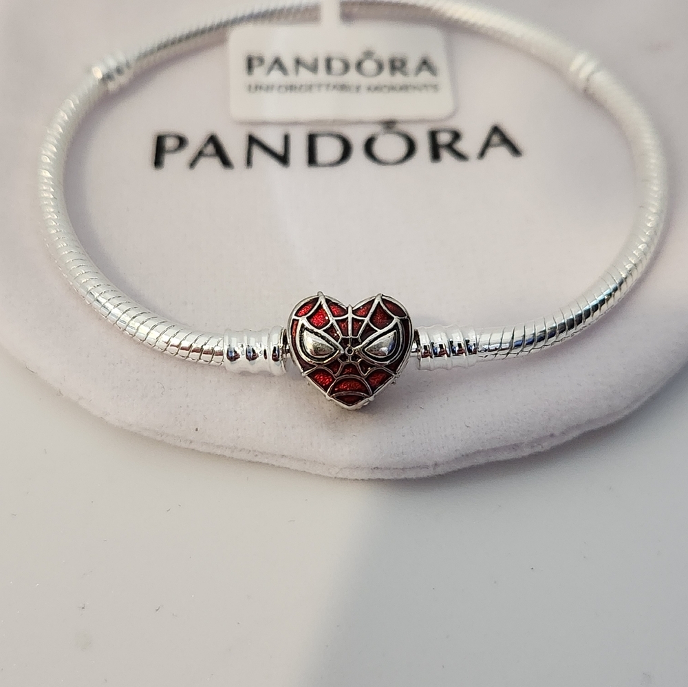 Pandora Moments Marvel Spiderman Snake Chain Bracelet Size 7.1 Inches